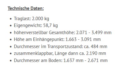 alu-dreibock 2000kg traglast